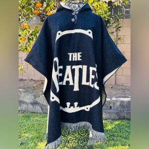 The Beetles alpaca poncho, one size, unisex, handcrafted in Ecuador.